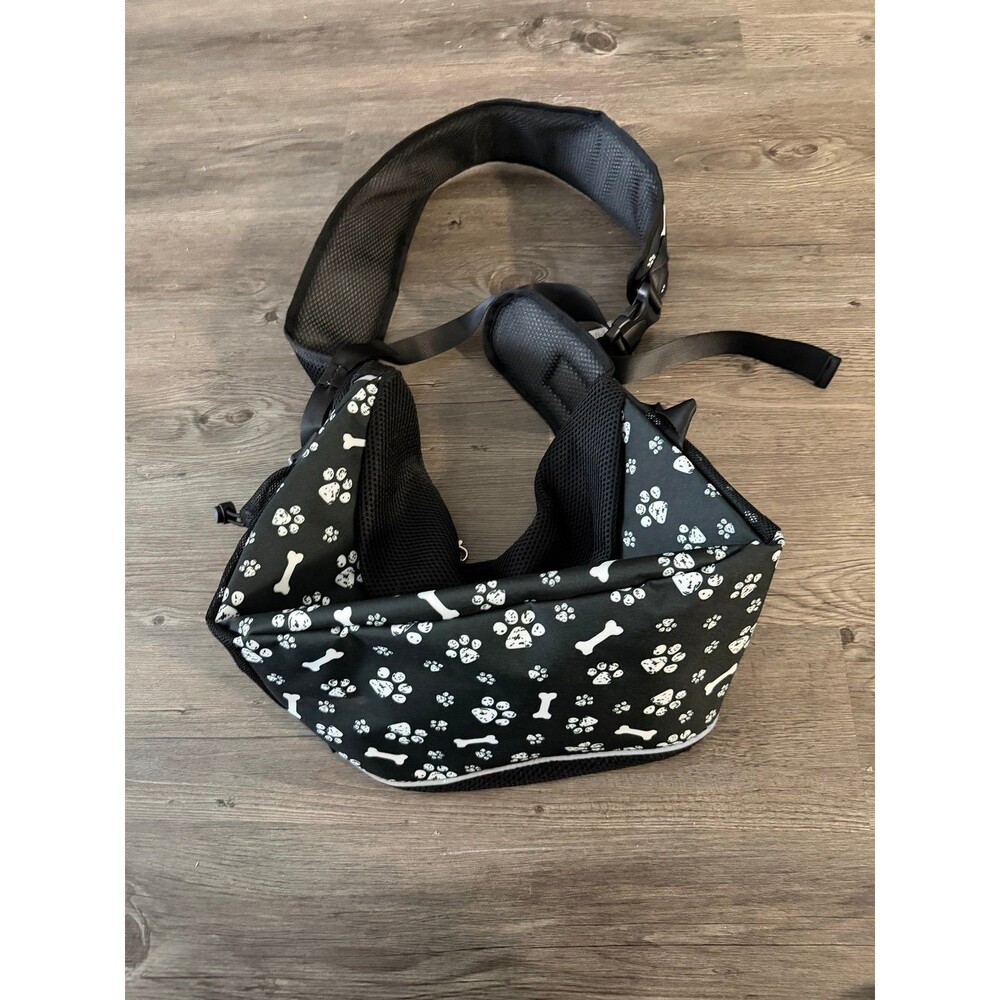 Black Dog Bone Print Pet Carrier Sling Bag